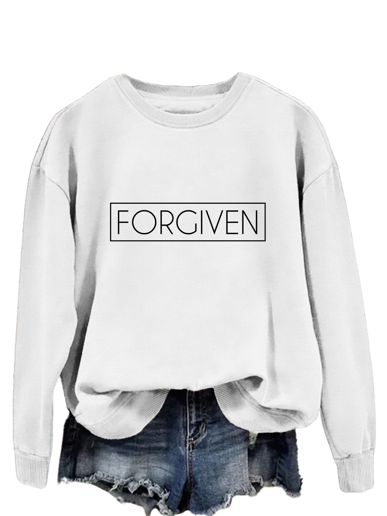Forgiven Graphic Loose Long-sleeved Pullover Sweatshirt
