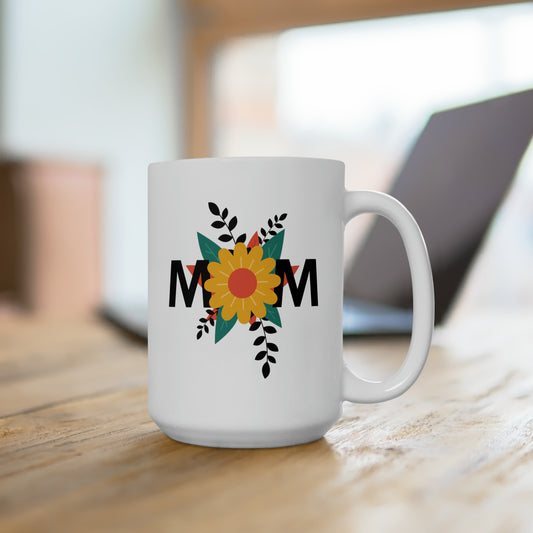 Ceramic Mug With "Mom" Grahpic Design, 15oz