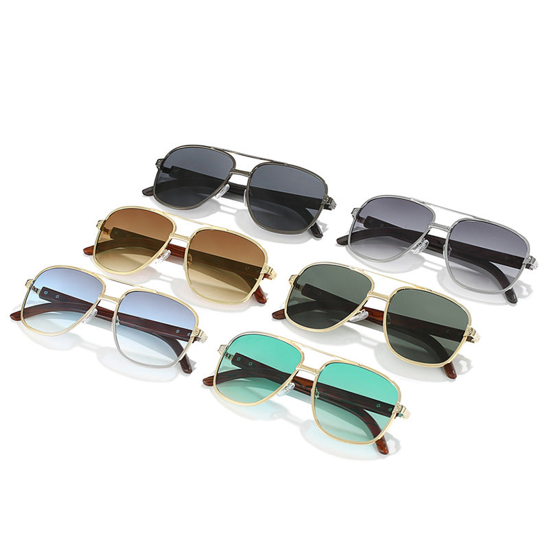 Retro Square Frame Pilot Sunglasses