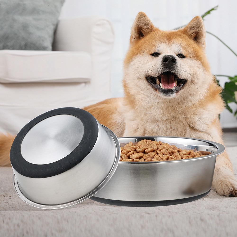 Stainless Steel Pet Food Bowl With Silicone Rubber Base