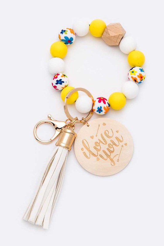 Beaded Tassel Bracelet Keychain