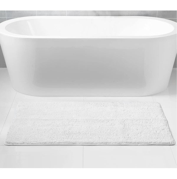 White Chenille Soft Bath Mat Bathroom Rug