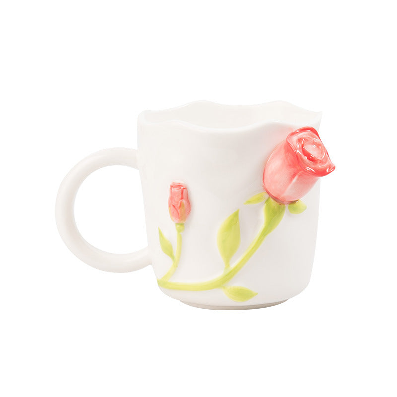 Three-dimensional Rose Release Ceramic Mug