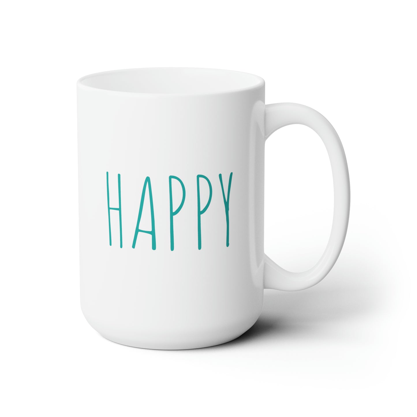 "Happy" Graphic Design Ceramic Mug 15oz