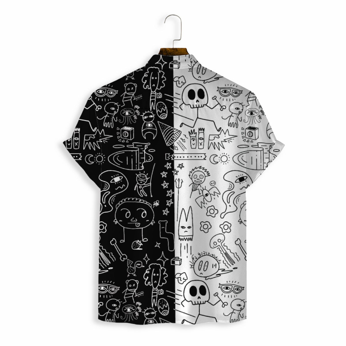 New Abstract Black And White Men's Casual Short Sleeve