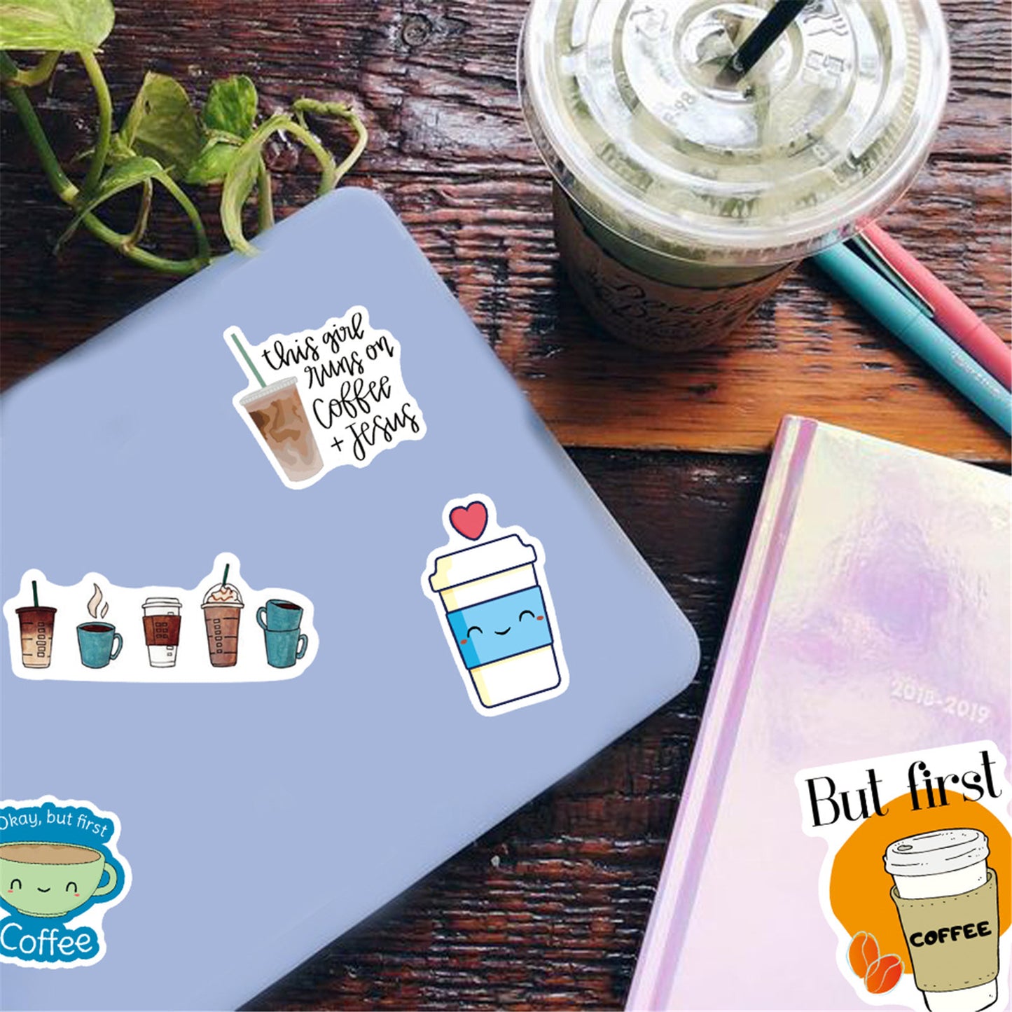 New Cartoon Coffee Doodle Stickers (50 stickers)