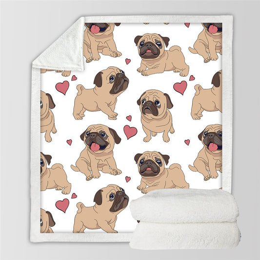 Printed Cotton Fleece Blanket Puppy Series