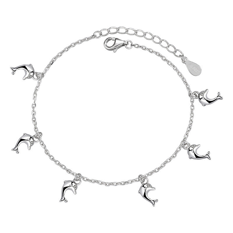 Coastal Charm Dolphins S925 Silver Bracelet