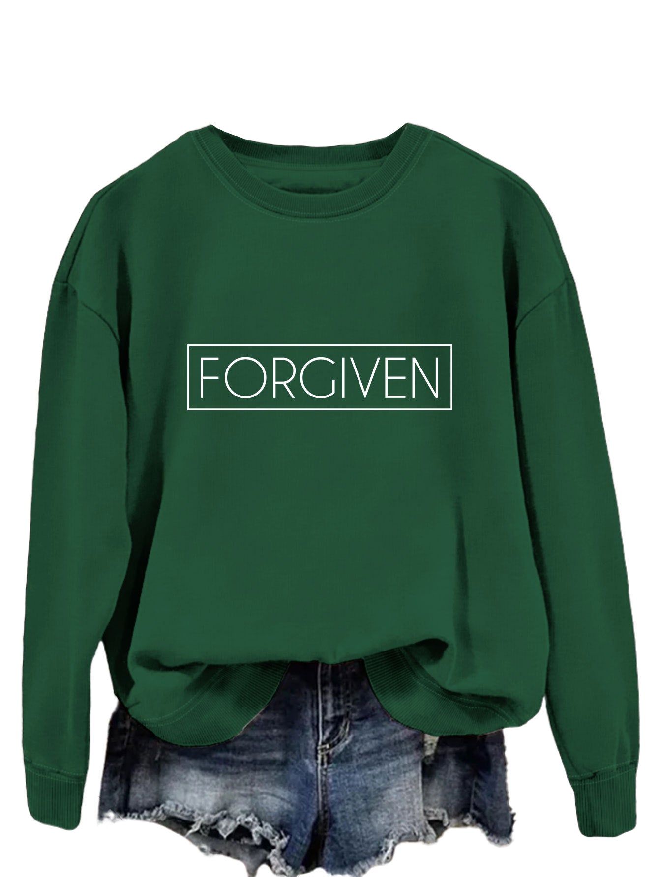 Forgiven Graphic Loose Long-sleeved Pullover Sweatshirt