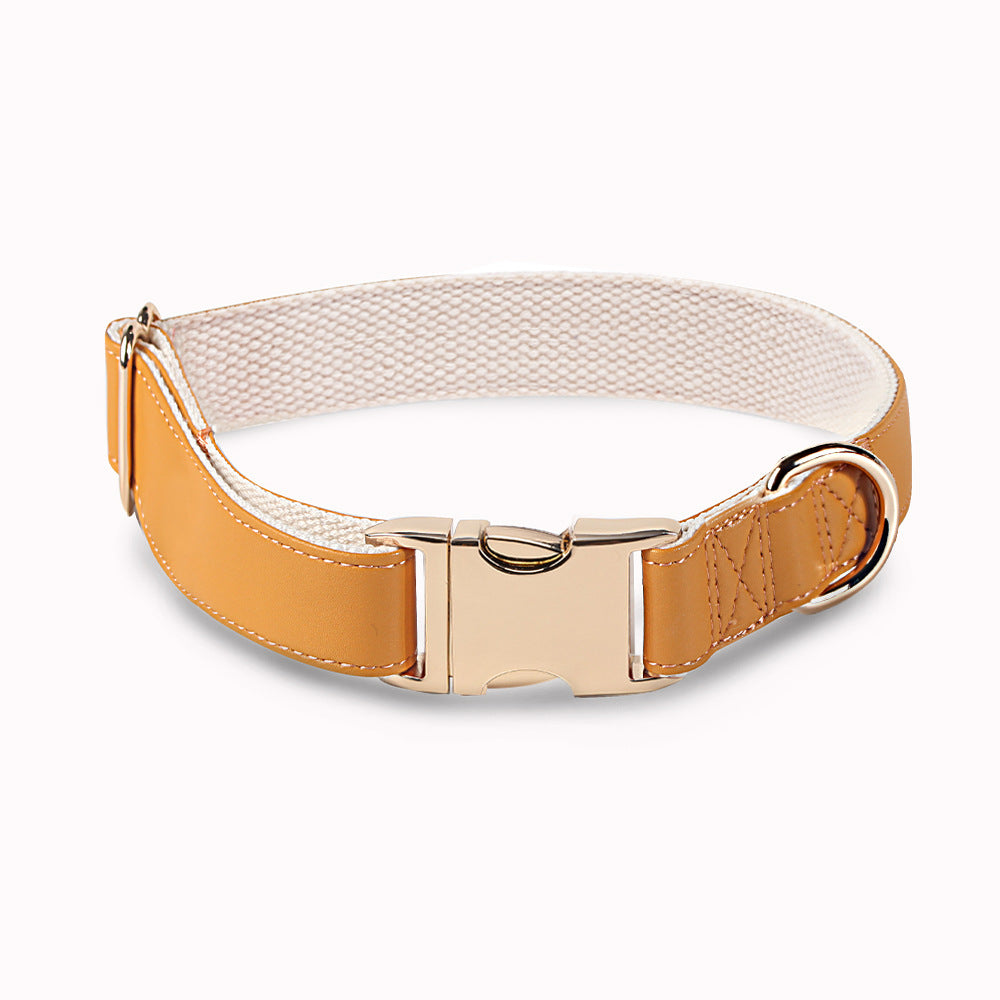 Dog Collar In Mono Colors With Metal Buckle