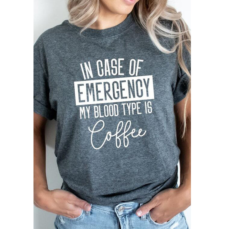 Blood Type Is Coffee 3D Digital Printing Casual Round Neck Tee