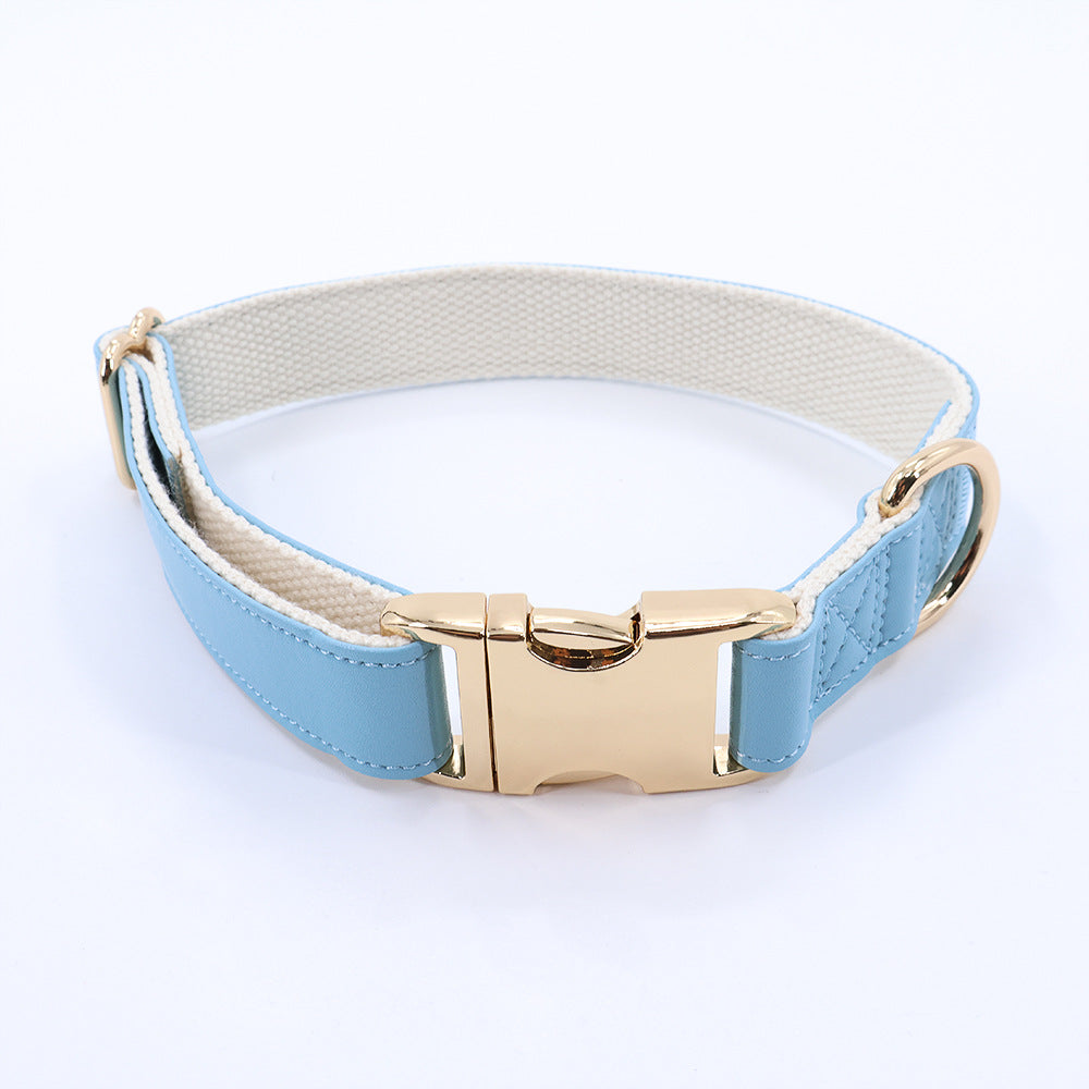 Dog Collar In Mono Colors With Metal Buckle