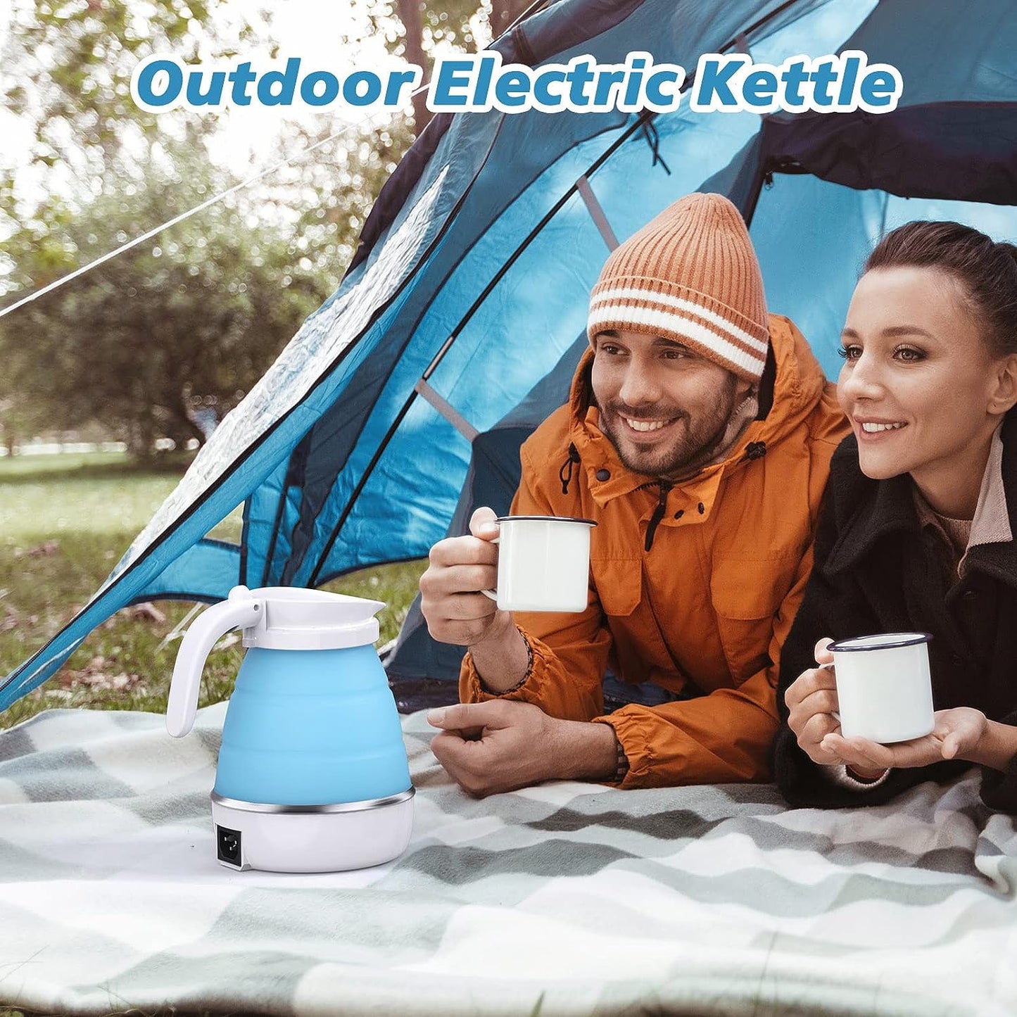20 oz max (600ml) Foldable Electric Kettle, Camping Kettle, Mini Travel Kettle